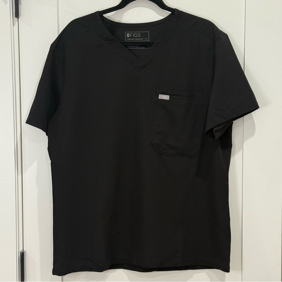 Figs Leon Three Pocket Scrub Top Short Sleeve V Neck Black XL Mens Healthcare - Picture 6 of 11